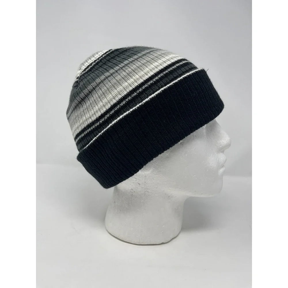 DAKINE Mens Grey‎ Black Striped Acrylic Beanie One Size